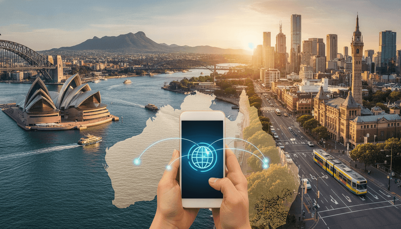 Australia with eSIM: Sydney, Melbourne, Brisbane, Perth and even Tasmania.